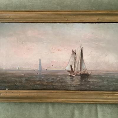 532 Original 1879 Oil on Canvas Painting by Ames