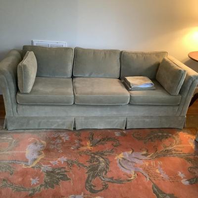 534 Vintage Sage Green Velour Upholstered Sofa