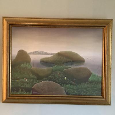 537 Original Oil on Board Painting by  Michel Louissaint (Haitian)