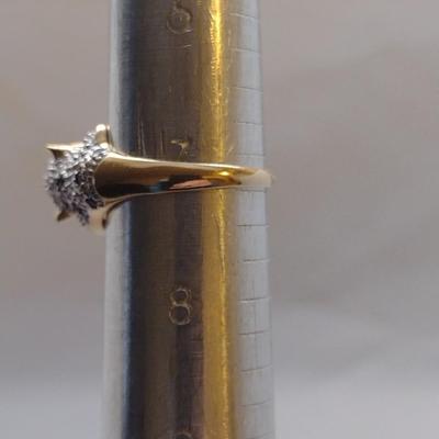 14K Gold Sapphire and Diamond Pouncing Wild Cat Ring 3.5 (#101)