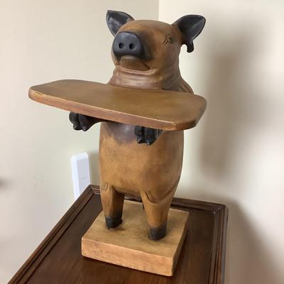 545 Wooden Serving Pig Figure/ Statue