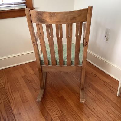 570 Antique Wooden Rocking Chair with Custom Upholstered Seat