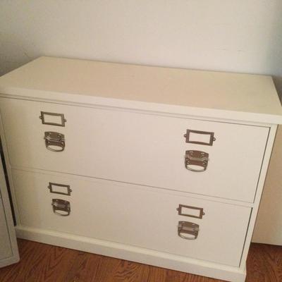 585 White Pottery Barn Two Drawer Filing Cabinet