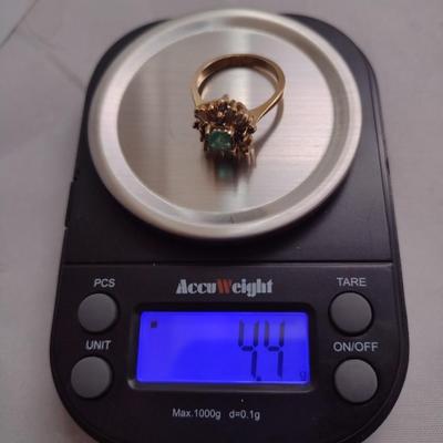 14K Gold Emerald, Sapphire, and Diamond Ring 4.4g (#103)
