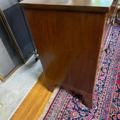 LOT #52. ANTIQUE HEPPLEWHITE BACHELOR'S CHEST WITH SLIDE OUT WRITING SURFACE
