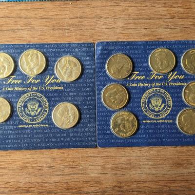 2, 1997 Reader Digest Solid Brass Presidential Coins New on Card Mint Washington