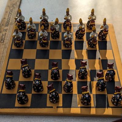 Vintage Brazil Clay Chess Set. Folk Art. 2