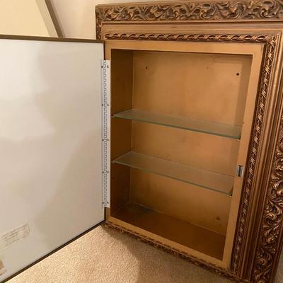 Vintage mirrored medicine cabinet with ornate frame â€œBâ€