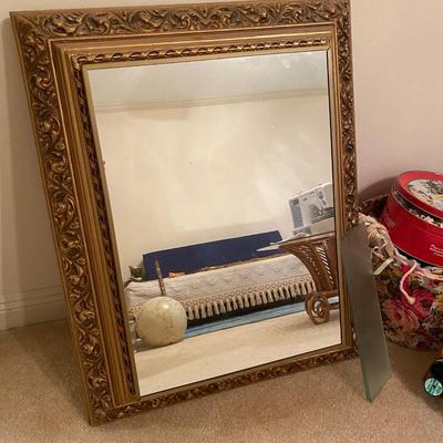 Vintage mirrored medicine cabinet with ornate frame â€œBâ€