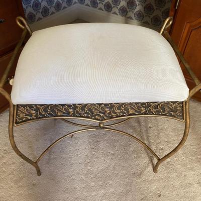 Vintage gold metal vanity seat