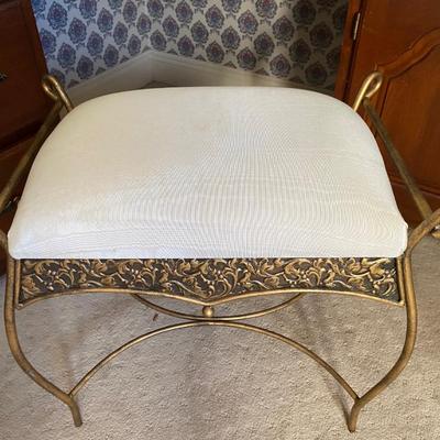 Vintage gold metal vanity seat