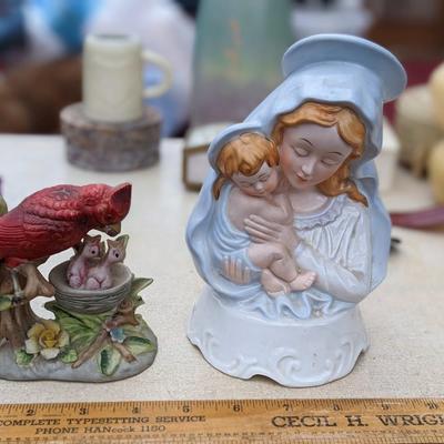 Virgin Mary Baby Jesus Figurine San Francisco Music Box Works, Porcelain Cardinal
