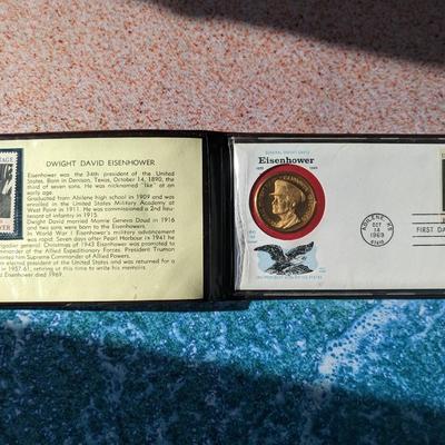 1969 DWIGHT D EISENHOWER FIRST DAY ISSUE STAMP AND MEDAL SET
