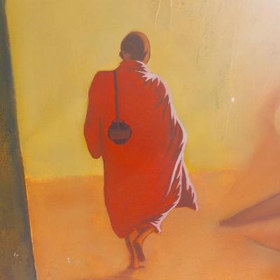 Beautiful oil on canvas of Asian  Monks