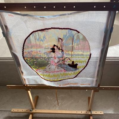 Needlepoint tapestry frame with stand