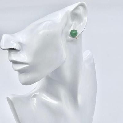 10mm Jade Post Earrings with 14K Butterfly Backs