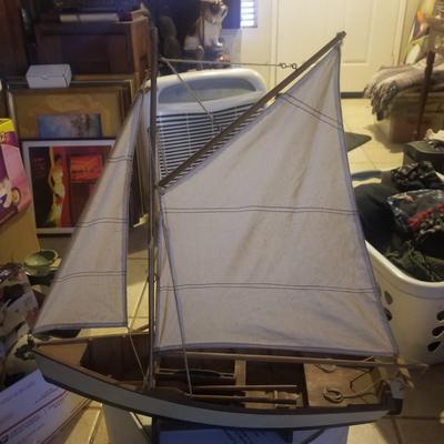 Vintage 2 sail WOODEN POND BOAT