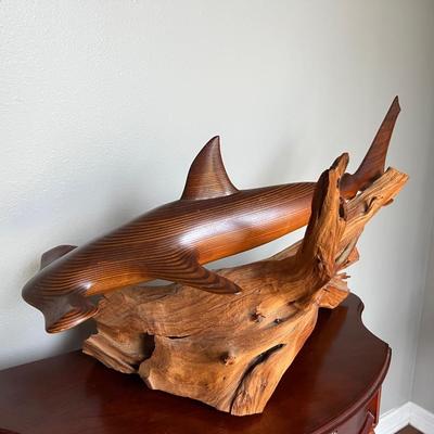 LARGE WOOD CARVED HAMMERHEAD SHARK **See Details**