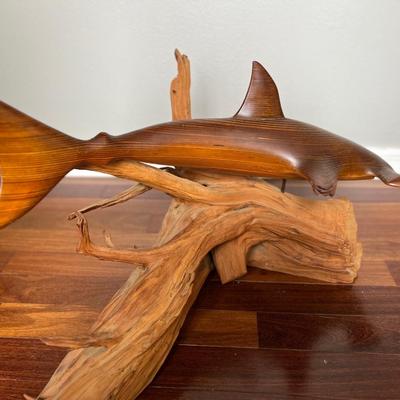 LARGE WOOD CARVED HAMMERHEAD SHARK **See Details**
