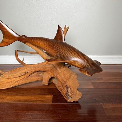 LARGE WOOD CARVED HAMMERHEAD SHARK **See Details**