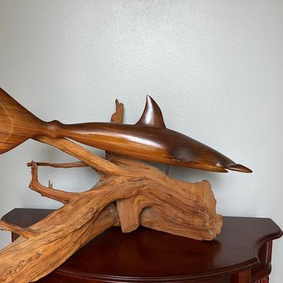 LARGE WOOD CARVED HAMMERHEAD SHARK **See Details**