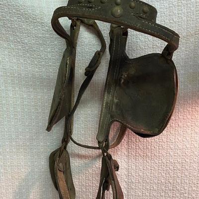 Antique Driving Headstall with Blinders