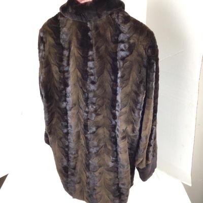 1289 Ladies Sheared Mink Fur Coat with Sheared Beaver Accents