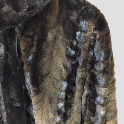 1289 Ladies Sheared Mink Fur Coat with Sheared Beaver Accents