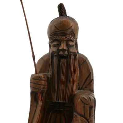 Hand Carved Chinese Wooden Fisherman