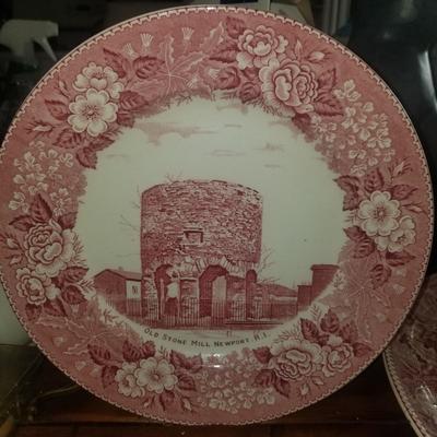 Red white Staffordshire plate Rhode Island
