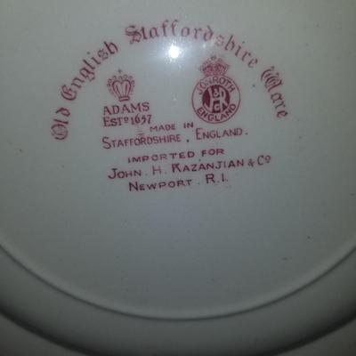 Red white Staffordshire plate Rhode Island