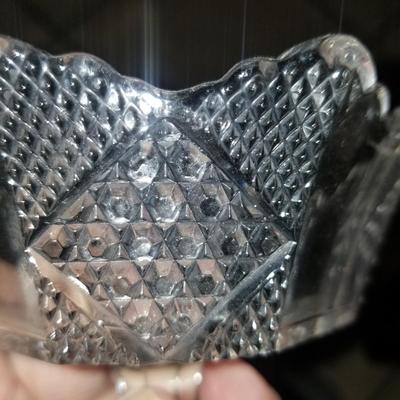 pair of 2 fancy oressed glass sherbers