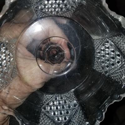 pair of 2 fancy oressed glass sherbers