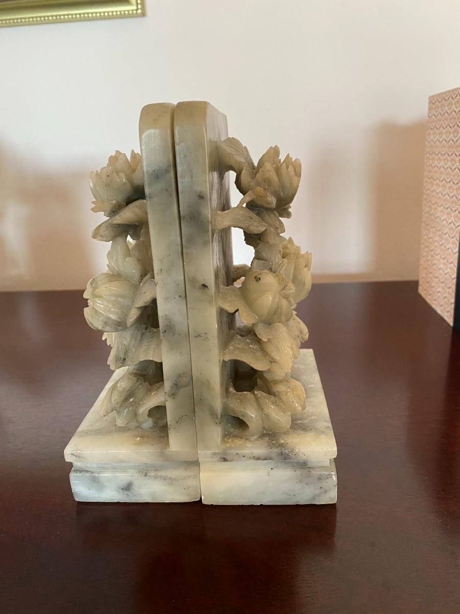 Pair of vintage soapstone bookends