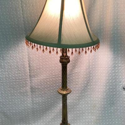 28.5â€ Candlestick in Gilded Chiseled Table Lamp