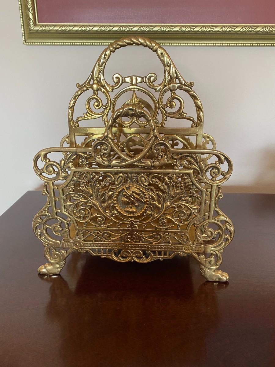 Vintage ornate brass letter holder