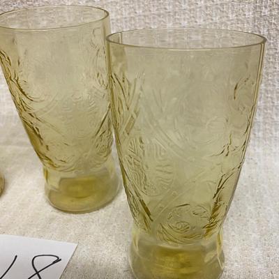 4 Federal Vintage Depression Amber Madrid Glasses