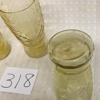 4 Federal Vintage Depression Amber Madrid Glasses