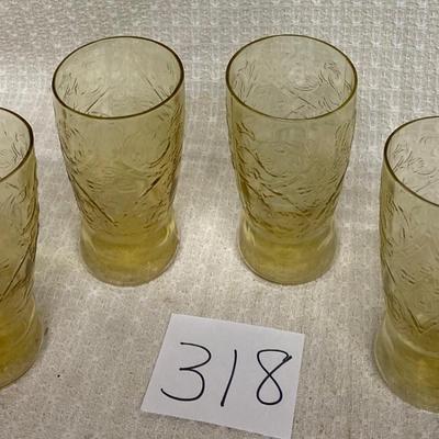 4 Federal Vintage Depression Amber Madrid Glasses