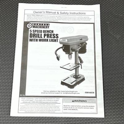 CENTRAL MACHINERY ~ 5 Speed Bench Drill Press