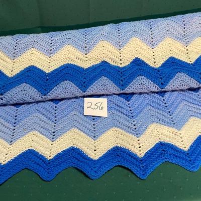 Blue and White Afghan 106â€x52â€