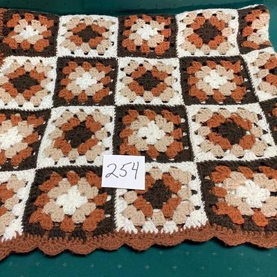 Brown and Crean Afghan 52â€x44â€