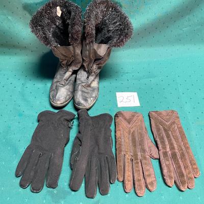 Size 9 Boots and 2 Pair of Gloves