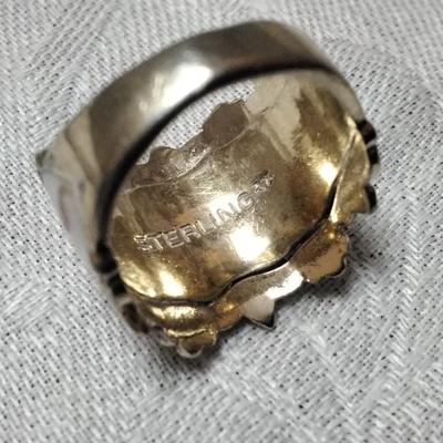 Breathtaking Vintage Handpainted Gold Vermeil Ring Size 7