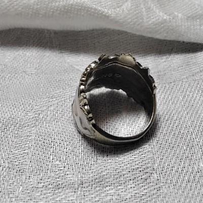 Breathtaking Vintage Handpainted Gold Vermeil Ring Size 7