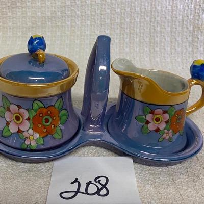 Takito Japanese Lusterware Creamer& Sugar with Caddy