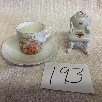 Cup and Saucer with  porcelain  Chair