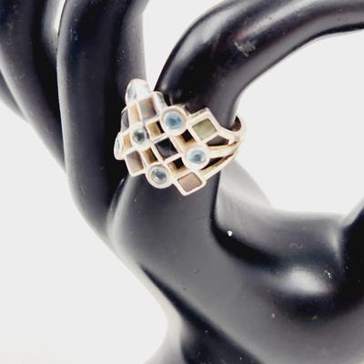 .925 SILVER MULTI COLORED STONE RING SIZE 7