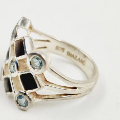.925 SILVER MULTI COLORED STONE RING SIZE 7