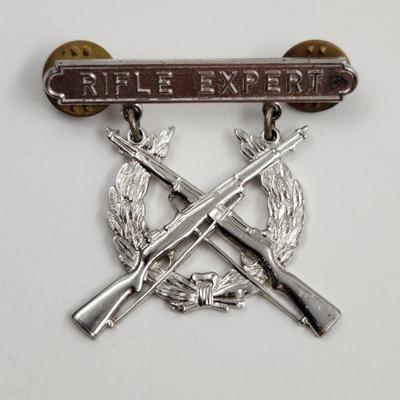 STERLING SILVER MILITARY RIFLE EXPERT PIN